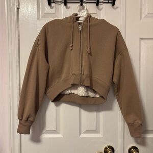 Hollister Beige Hoodie with Sherpa Lining (XS)
